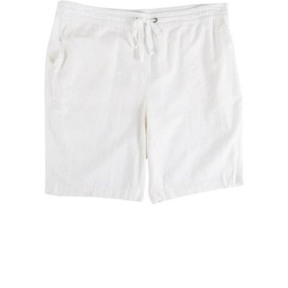 3/$50 NWT Per Se White Linen Elastic Waist Coastal Bermuda Shorts Womens Plus 3X